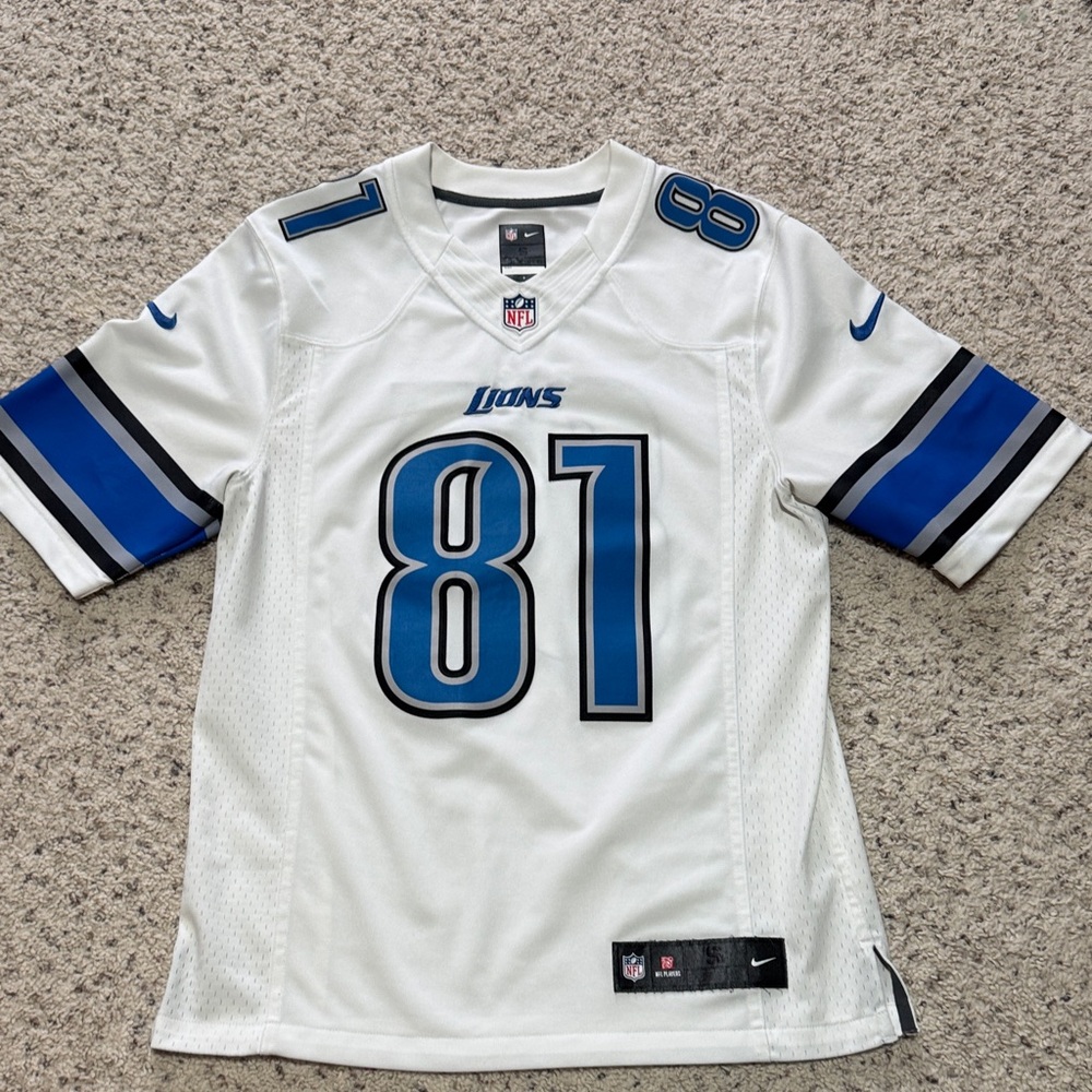 Nike White and Black NFL Jersey Detroit Lions Calvin Johnson